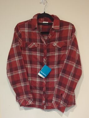 Columbia Red and Gray Plaid Flannel Shirt